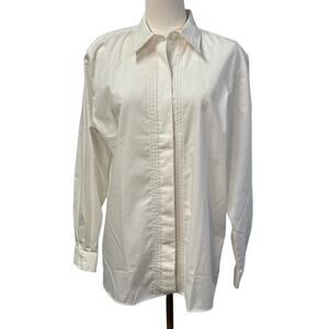 Vintage 80's Jacobsons‎ Womens Tuxedo Blouse Size 12 Front Pleats Crisp Cottage